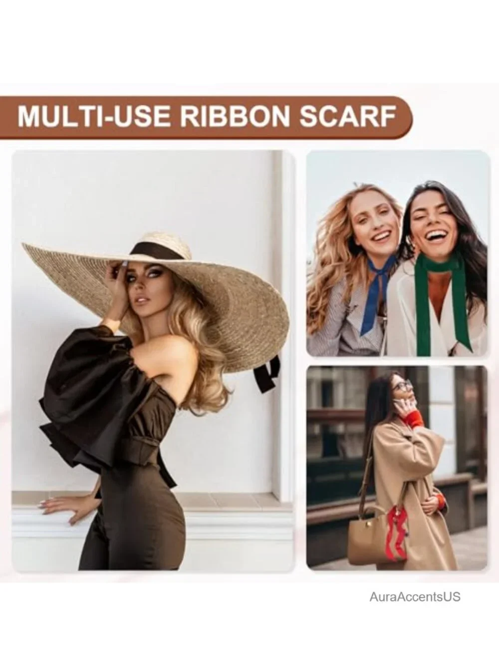 Silk Skinny Scarf Extra Long Ribbon Neckerchief Versatile Sash Headband Women